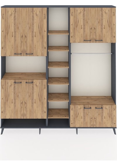 Arges Dolap 18 Raflı 8 Kapaklı Tek Askılı 220x30x243 Antrasit-çam/çam Atlas Çam/atlas Çam Arges Dolap 18 Raflı 8 Kapaklı Tek Askılı 220x30x243 Antrasit-çam/çam Atlas Çam/atlas Çam