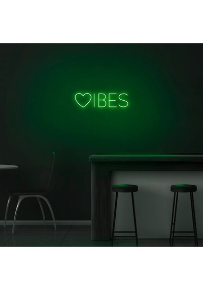Vibes Yazılı Ve Şekilli Neon Tabela Yeşil