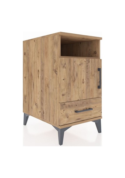Kronos Komodin 3 Raflı Tek Çekmeceli Tek Kapaklı 44x59x80 Çam-çam Atlas Çam