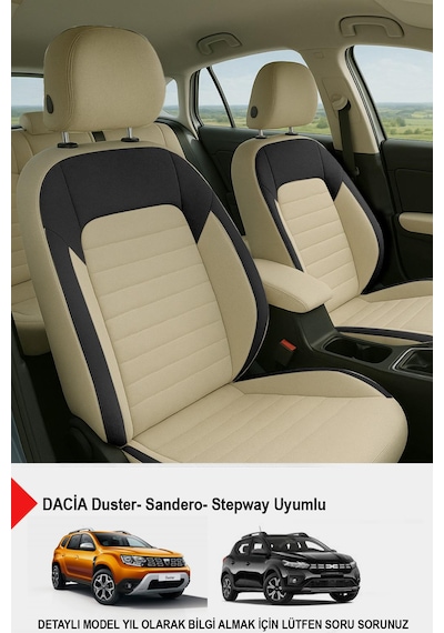 Mocha Taytüyü Oto Koltuk Kılıfı Dacia Sandero-stepway-duster Uyumlu Bej