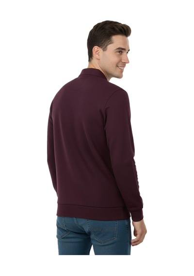Baglan Erkek Büyük Beden Polo Yaka Cepli Selanik Sweatshirt Bgl-st04978 Mürdüm