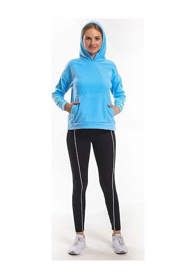 Slazenger SASSA IN Kadın Kapüşonlu Cepli Mavi Polar