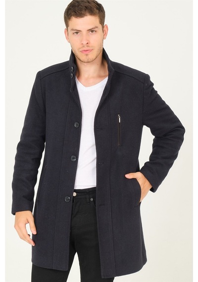 Plt8386 Dewberry Erkek Palto-Diagonal Koyu Lacivert-Diagonal Koyu Lacivert
