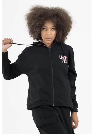 Maraton Sportswear Comfort Kadın Kapşonlu Uzun Kol Basic Siyah Tracktop 22972-siyah Siyah