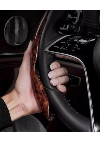 Busstier Ahşap Desenli Karbon Fiber Direksiyon Simidi Koruma Kılıfı 2'li Set Kaymaz Dayanıklı Şık Ve Ergonomik A Diğer