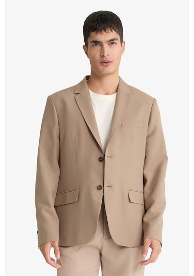 Defacto Slim Fit Dar Kesim Twill Düğmeli Blazer Ceket F7232ax25aubg404 Bej