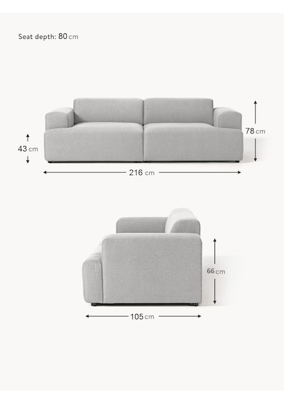 Most Mollista 2 Modül Kanepe Koltuk 32 Gri Keten Kumaş Yumuşak Sü