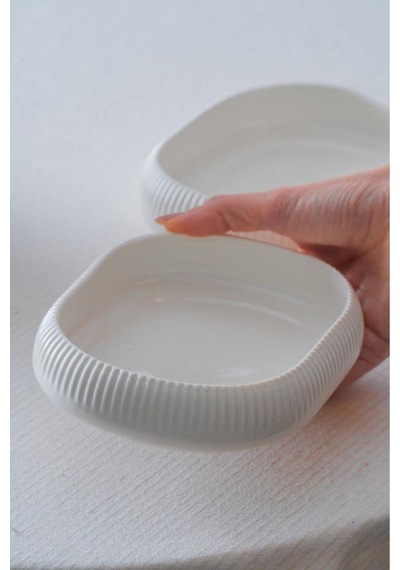 Acar Bianco Perla Porselen Oval Tabak - 17 Cm Beyaz