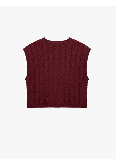 Koton Kolsuz Bisiklet Yaka Saç Örgü Süveter Bordo 6wak20013ht Bordo