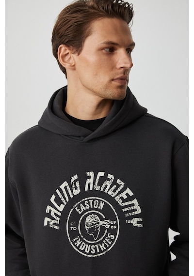 Grımelange Edgar Erkek Yumuşacık Kapüşonlu Oversize Antrasit Sweatshirt