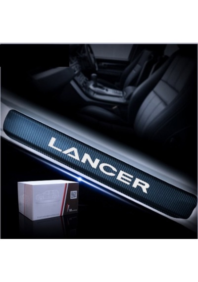 Mitsubishi Lancer Carbon Fiber Kapı Eşiği Yazısı Sticker 4Adet