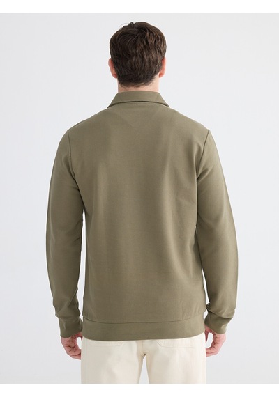 Lcwaıkıkı Classic Yeşil Polo Yaka Erkek Sweatshirt