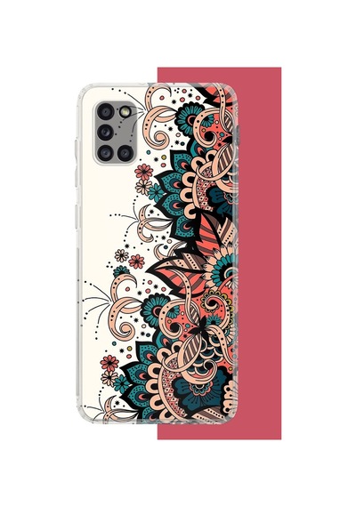 Samsung Galaxy A31 Uyumlu Etnik Çiçek Deseni Baskılı Silikon Kılıf Renkli