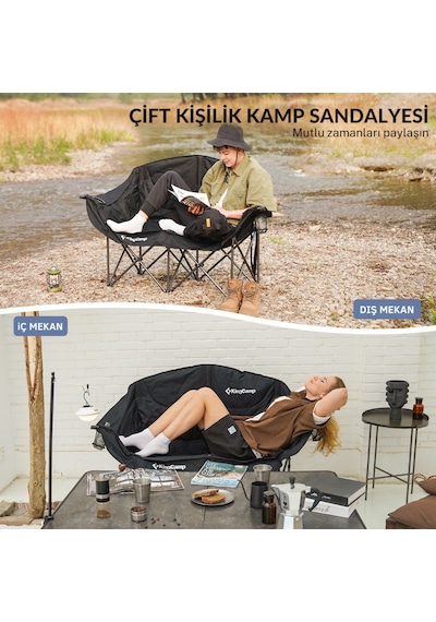Kingcamp Loveseat Double Çift Kişilik Katlanır Kamp Sandalyesi Black Siyah