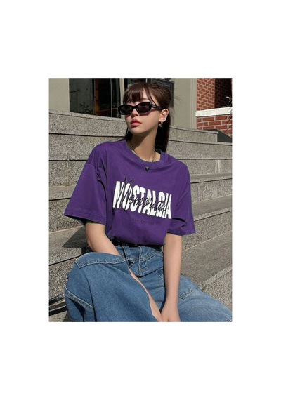 Medinenur Nostalgia Baskılı Unisex Tshirt Mor