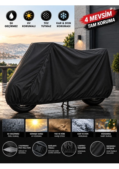 Mutt Gt Sr 250 Uyumlu Siyah Motosiklet Brandası,su Geçirmez Kar Don Güneş Korumalı Uvli Motor Örtüsü Bağlantı Klipsli Taşıma Çantalı.
