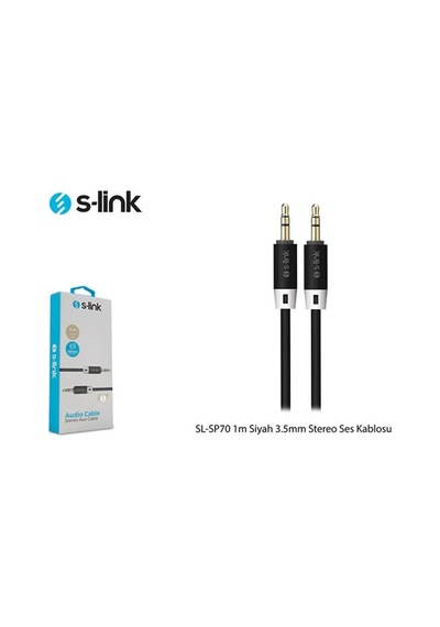 Siyah 3.5mm Stereo Ses Kablosu, 1 Metre Uzunlukta