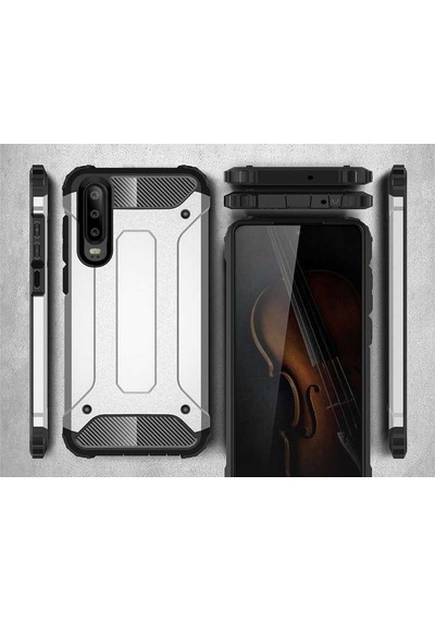 Noktaks - Huawei Uyumlu Huawei P30 Lite - Kılıf Çift Katman Zırh Tank Crash Military Kapak - Kırmızı