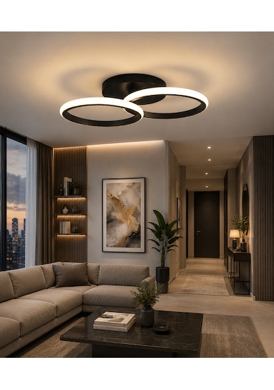 3 Renk Daire Hol Plafonyer Avize Siyah Modern Tavan Aydınlatması Salon, Mutfak, Antre & Çocuk Odası SİYAH 1.MODEL