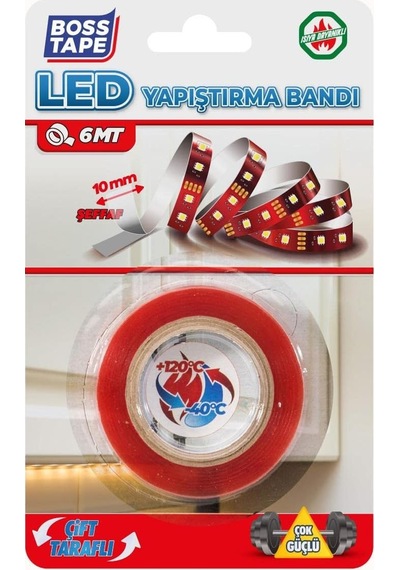 Boss Tape Led Serit Yapistirma Bandi, Seffaf