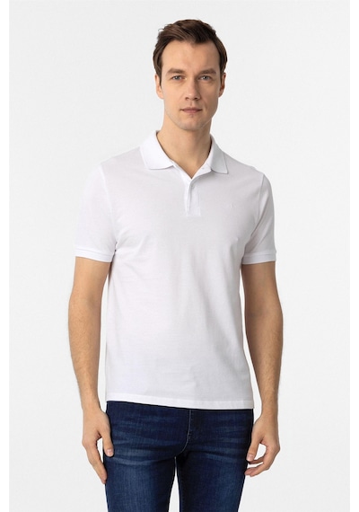 Süvari Beyaz Slim Fit Düz Polo Yaka Tişört Beyaz