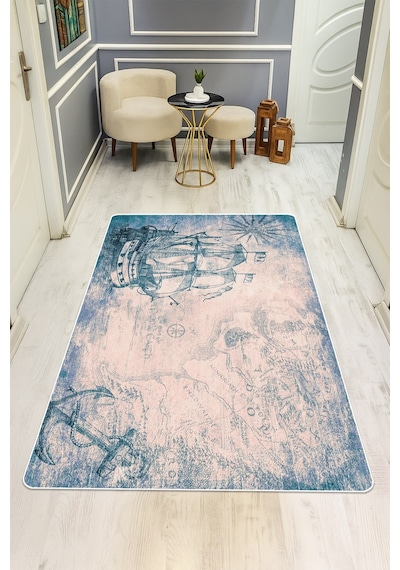 Modern Desenli Dijital Baskı Kaymaz Taban Halı H0297 Renkli