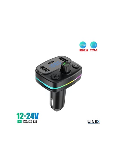 M44 Fm Handsfree Bluetooth Modülatör Mp3 Player Type-c Çıkışlı Araç Şarj Aleti