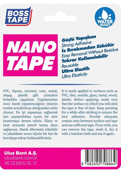 2 Metre Çok Güçlü Çift Taraflı Nano Bant Pembe