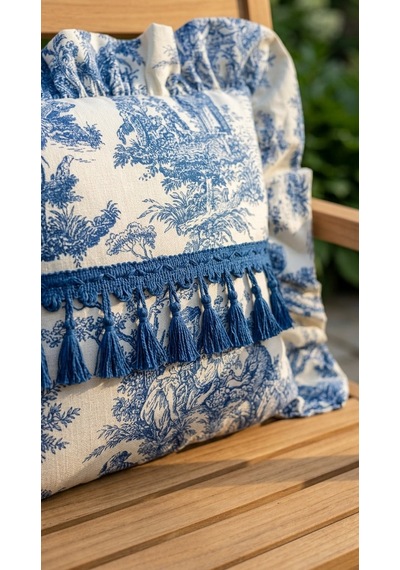 Toile Azure Ruffle Yastık Çok Renkli