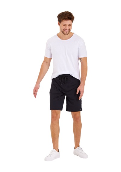 Adams Erkek Reflektör Logo Regular Fit Cepli Spor Şort Siyah