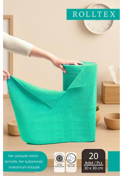 4'lü Paket 80 Yaprak 30x30cm Yırt Kopar %100 Mikrofiber Temizlik Bezi 4 Renk Gri