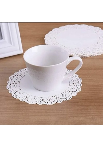 100 Adet Kağıt Dantel Bardak Altlığı Çay Bardağı Altı Sunum Kağıdı I 9 Cm Beyaz
