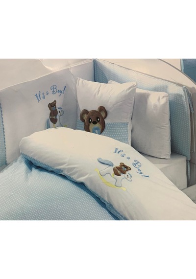 Maribor Baby Cute 7 Parça Bebek Nevresim Uyku Seti Mavi