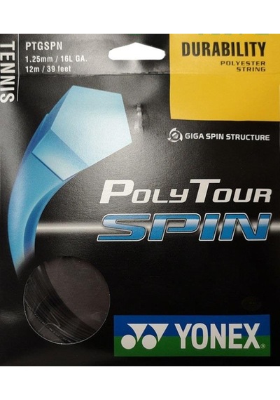 Yonex Poly Tour Spin Siyah Rulo Tenis Kordajı