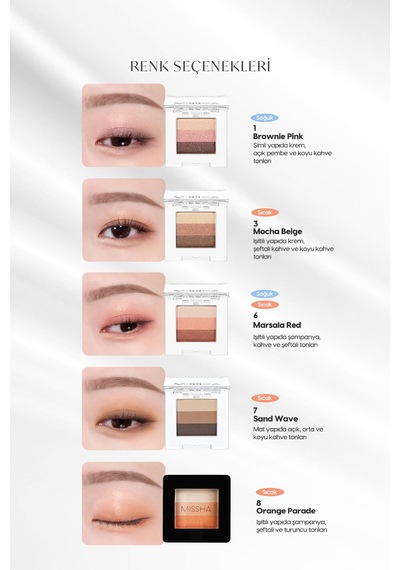 Yumuşak Dokulu, Dökülme Yapmayan 3 Renkli Göz Farı Triple Shadow No.7 Sand Wave 7