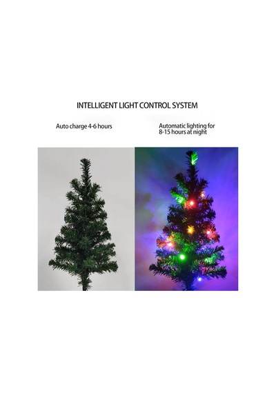 3 Lü Solar Renkli Ledli Çam Ağacı - Güneş Enerjili Led - Çam Ağacı Bahçe Aydınlatması Çok Renkli