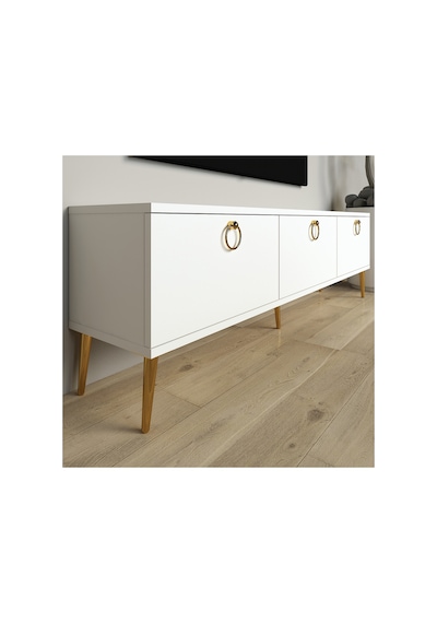 Milan 150 Cm Tv Ünitesi, Tv Sehpası Beyaz - Altın Beyaz