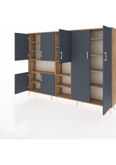 Arges Dolap 13 Raflı 7 Kapaklı 220x30x163 Çam-antrasit/çam Çam-antrasit/çam Arges Dolap 13 Raflı 7 Kapaklı 220x30x163 Çam-antrasit/çam Çam-antrasit/çam