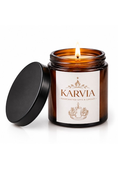 Karvia Kokulu 100 Cc Siyah Amber Cam Kavanoz- El Yapımı 001 - Beyaz