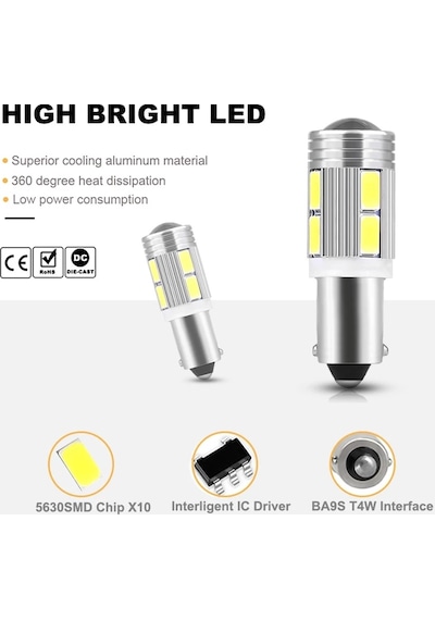 Ba9S Led Ampül Mini Duylu 12V Stop.Sinyal Ampülü Degildir