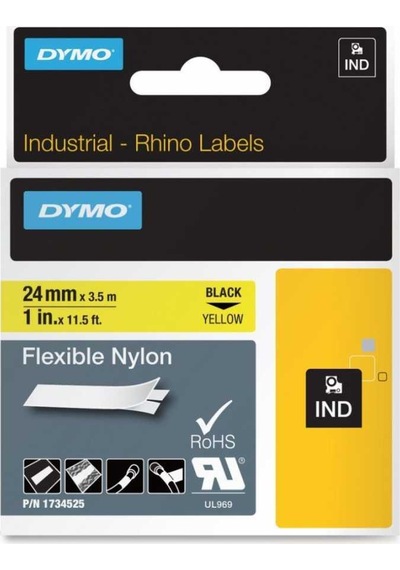 Dymo Rhino Pro Esnek Naylon Şerit 24Mmx3.5M Sarı/Siyah 1734525
