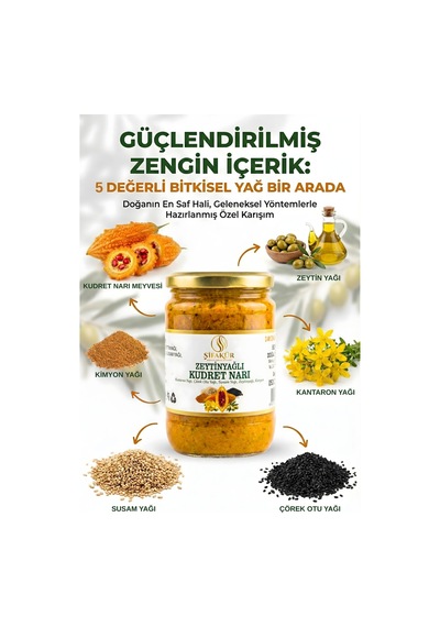 Şifakür Kudret Narı Püresi Zeytinyağlı Kantaron Çörek Otu Susam Yağlı Doğal Karışım 850ml