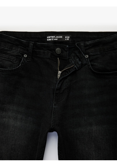 Koton Pamuklu Normal Bel Slim Fit Jean Pantolon - Brad Jean Siyah 7wam40138nd