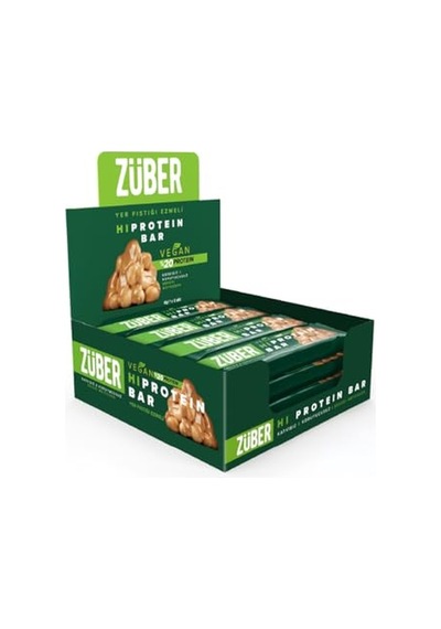 Züber Vegan Fıstık Ezmeli Yüksek Protein Bar 45g X 12 Adet