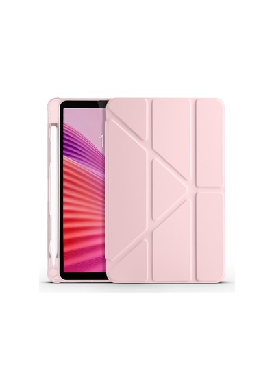 Maks Technology Lenovo Tab One 8.7 Tb-305fu Kılıf Mkst Tri Folding Kalem Bölmeli Standlı Kılıf - Rose Gold Tablet Kılıfı