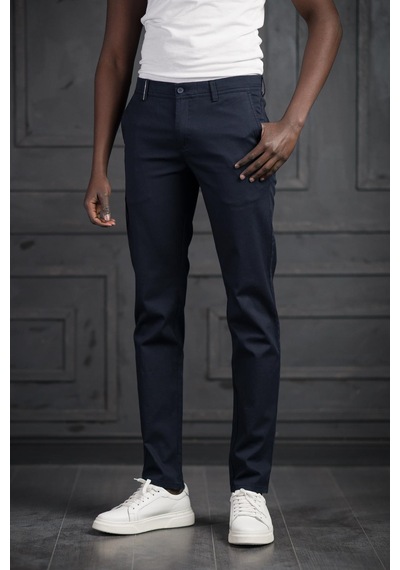 Perpant Slimfit Küçük Armürlü Yazlık Pamuklu Gabardin Pantolon Lacivert