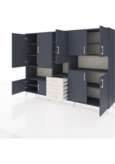 Hyperion Dolap 13 Raflı 3 Çekmeceli 9 Kapaklı 220x44x163 Antrasit Antrasit-antrasit/aytaşı Hyperion Dolap 13 Raflı 3 Çekmeceli 9 Kapaklı 220x44x163 Antrasit Antrasit-antrasit/aytaşı