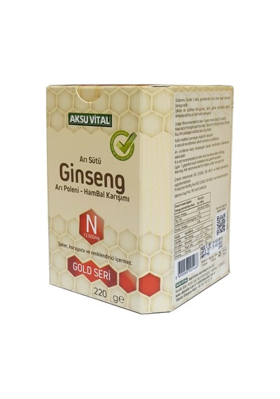 Aksu Vital Gold N 13.000 MG Ginseng Arı Sütü Arı Poleni Ham Bal Karışımı 2 x 220 G