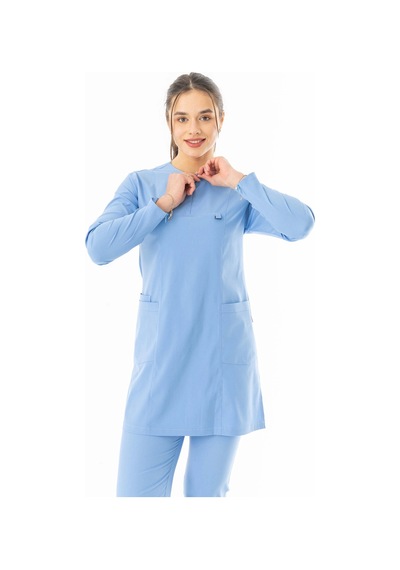 Likra Uzun Kol Doktor Hemşire Forması Açık Mavi Ltst20019 Açık Mavi