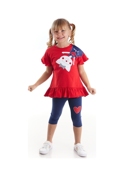 Denokids Yaramaz Kedi Kız T-Shirt Tayt Takım Çok Renkli